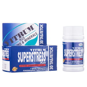 Витрум Суперстресс Плюс таблетки покрытые оболочкой  в период повышенных психоэмоциональних нагрузок с витамином С флакон 30 шт