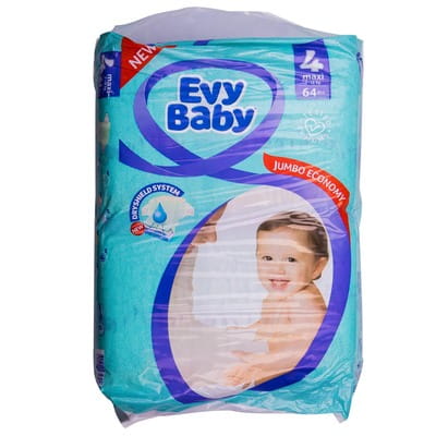 Підгузки для дітей EVY BABY (Бебі) 4 Maxi (Максі) від 7 до 18 кг 64 шт
