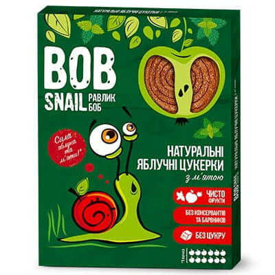 Цукерки дитячі натуральні Bob Snail (Боб Снеіл) Равлик Боб яблучні з м'ятою 120 г