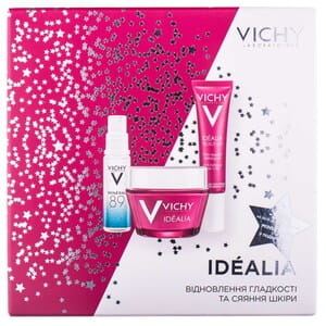 Промо-набор VICHY (Виши) Идеалия Новый год 2018 восстановление гладкости и сияния кожи гель 10 мл + средство 50 мл + вокруг глаз 15 мл