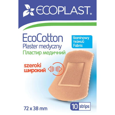 Пластир медичний Ecoplast (Екопласт) набір на тканинній основі розмір 72 мм х 38 мм 10 шт