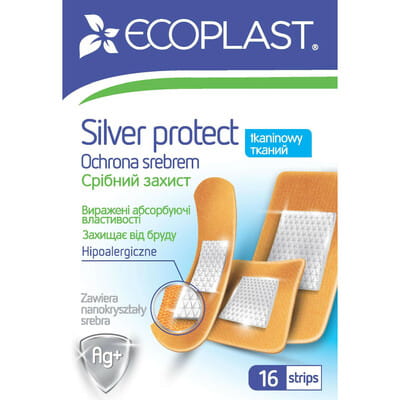 Пластырь медицинский Ecoplast (Экопласт) набор на тканевой основе Серебрянная защита 16 шт