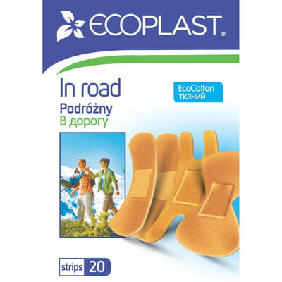 Пластир медичний Ecoplast (Екопласт) набір на тканинній основі В дорогу 20 шт