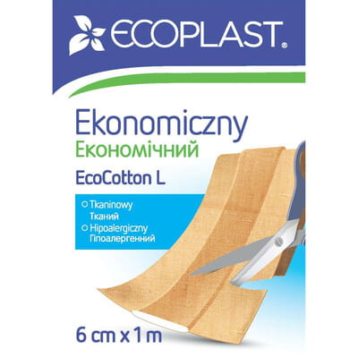 Пластырь медицинский Ecoplast (Экопласт) на тканевой основе размер 6 см х 1 м лента