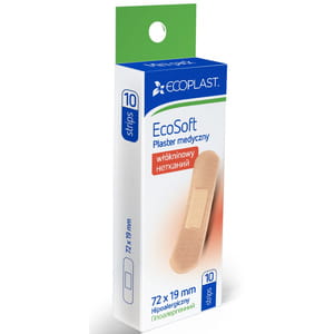 Пластырь медицинский Ecoplast (Экопласт) на нетканной основе размер 72 мм х 19 мм в мини упаковке 10 шт