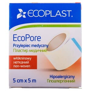 Пластир медичний Ecoplast (Екопласт) ЕкоПор на нетканній основі в котушці розмір 5 см x 500 см у паперовій упаковці 1 шт