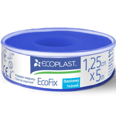 Пластырь медицинский Ecoplast (Экопласт) ЭкоФикс на тканевой основе в катушке с пластиковой крышкой размер 1,25 см x 500 см 1 шт