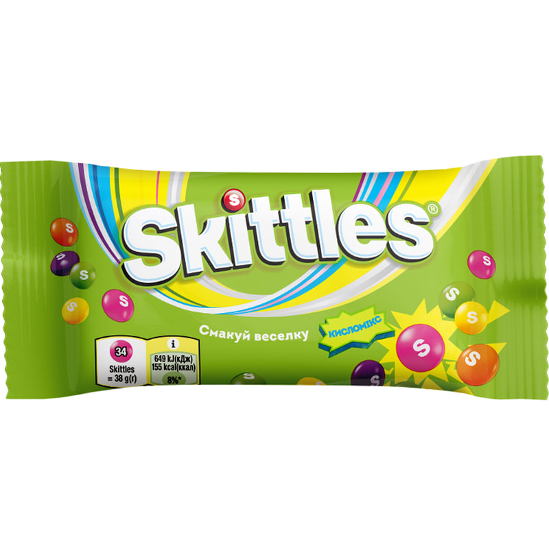 Конфеты драже SKITTLES (Скитлс) Кисломикс 38 г (5000159376792
