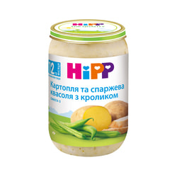 Пюре мясное детское HIPP (Хипп) Картофель и спаржевая фасоль с кроликом 220 г