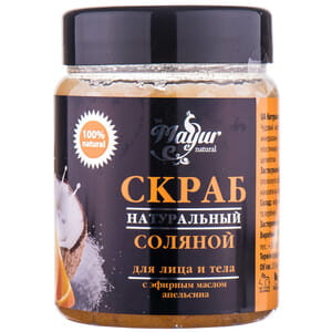 Скраб для обличчя та тіла MAYUR (Маюр) сольовий з ефірною олією апельсина і вербени 250 мл