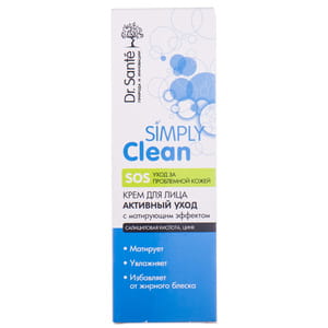 Крем для обличчя Dr.Sante (Доктор санте) Simply Clean активний догляд з матуючим ефектом 50 мл