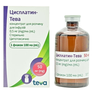 Цисплатин-Тева конц. д/р-ра д/инф. 0,5мг/мл фл. 100мл №1