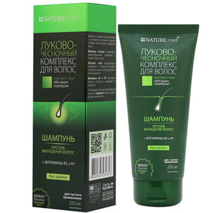 Шампунь для волос NATURE.med (Натур мед) против выпадения Луково-чесночный комплекс 200 мл