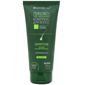 Шампунь для волос NATURE.med (Натур мед) против выпадения Луково-чесночный комплекс 200 мл