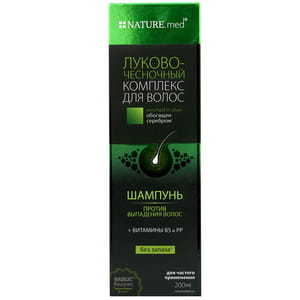 Шампунь для волос NATURE.med (Натур мед) против выпадения Луково-чесночный комплекс 200 мл