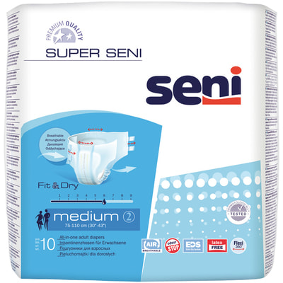 Подгузники для взрослых Seni (Сени) Super Medium (Супер Медиум) размер M/2 10 шт