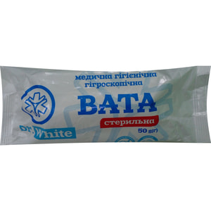 Вата медична гігроскопічна стерильна ролик 50 г Dr.White (Доктор Вайт)