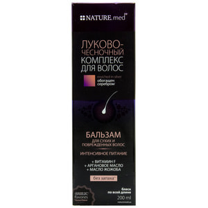 Бальзам для сухого та пошкодженного волосся NATURE.med (Натур мед) Цибулево-часниковий комплекс 200 мл