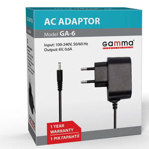 Адаптер модель GA-6 (6V, 0.6A) для тонометра сетевой Gamma