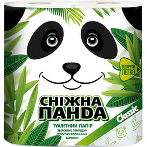 Папір туалетний СНІЖНА ПАНДА Classic двошаровий 4 рулони