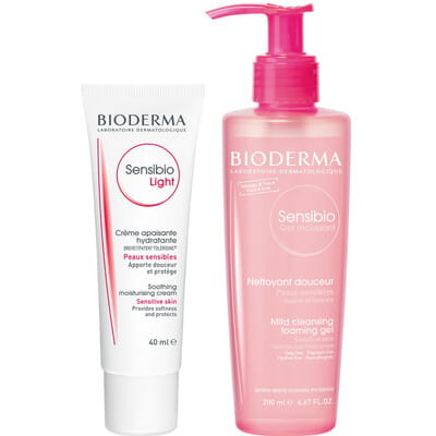 Набор BIODERMA (Биодерма) Программа для чувствительной кожи Сансибио Крем легкий 40 мл и Сансибио гель очищающий 200 мл