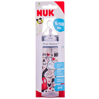 Бутылочка для кормления NUK (Нук) DISNEY First Choice Plus Дисней Первый выбор Mickey (Микки) полипропиленовая с силиконовой соской 2 р 300 мл