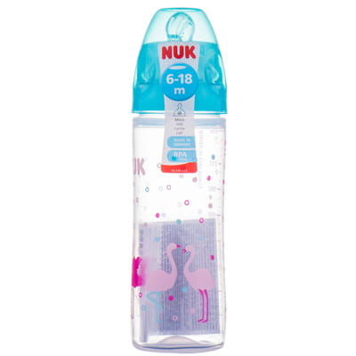 Пляшечка для годування NUK (Нук) First Choice New Classic Перший вибір пластикова 250 мл для дівчинки з силіконовою соскою розмір 2 M (з 6 місяців)