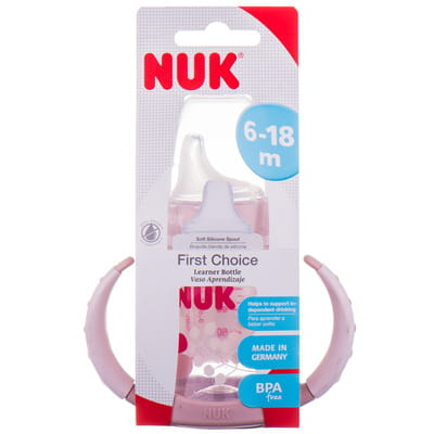 Бутылочка обучающая NUK (Нук) First Choice с силиконовой насадкой для питья и съемными ручками 150 мл
