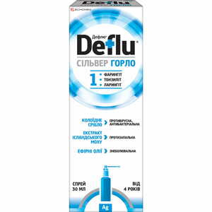 Дефлю Сильвер Горло спрей для горла комплексного действия во флаконе с распылителем 30 мл