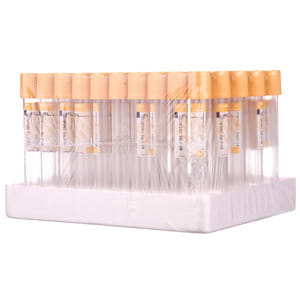 Пробирка вакуумная Vacumed 13 x 100 мм стерильная гель с активатором свертывания для 5 мл крови, с желтой крышкой артикул 43726 100 шт