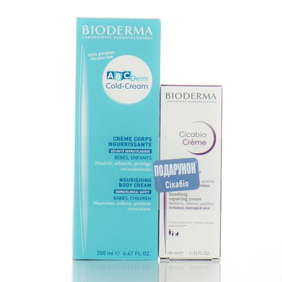 Набір BIODERMA (Біодерма) АВСDerm Колд-крем для тіла живильний 200 мл + Cікабио Крем для шкіри відновлюючий і регенеруючий 40 мл