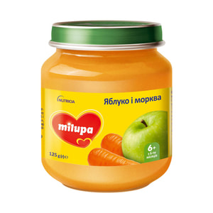 Пюре фруктово-овощное детское Нутриция Milupa (Милупа) Яблоко и морковь с 6-ти месяцев 125 г