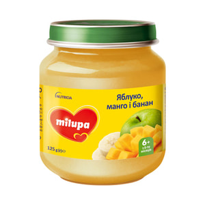 Пюре фруктовое детское Нутриция Milupa (Милупа) Яблоко, манго и банан с 6-ти месяцев 125 г