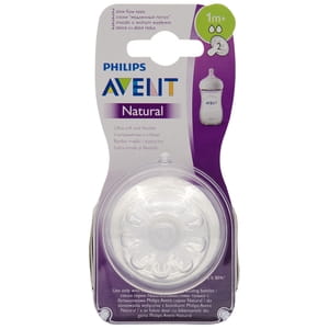 Соска силиконовая AVENT (Авент) SCF042/27 Natural (Натуралис) с 1 месяца медленный поток 2 шт