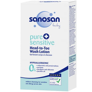 Засіб для купання SANOSAN Pure & Sensitive (Саносан Пьр енд Сенситив) 2 в 1 гіпоалергенний 200 мл