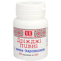 Дріжджі пивні з бета-каротином таблетки по 0,5 г флакон 100 шт Фармаком