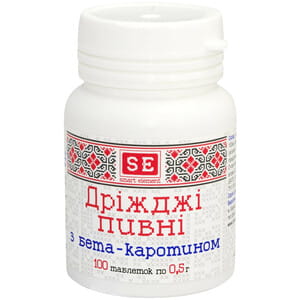 Дрожжи пивные с бета-каротином таблетки по 0,5 г флакон 100 шт Фармаком