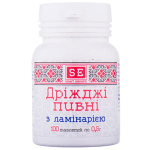 Дріжджі пивні з ламінарією таблетки по 0,5 г флакон 100 шт Фармаком
