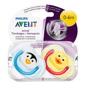 Пустышка силиконовая ортодонтическая AVENT (Авент) SCF 182/12 Classic (классик) серия Животные от 0 до 6 месяцев 2 шт