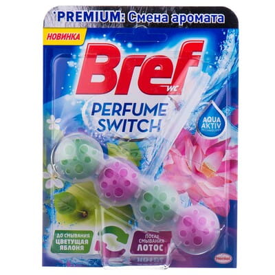 Подвесной туалетный блок BREF (Бреф) Смена аромата Цветущая яблоня - Лотос 50 г