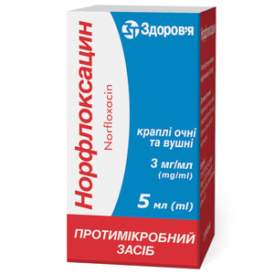 Норфлоксацин крап. очні/вушні 3мг/мл фл. 5мл