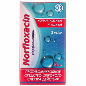 Норфлоксацин кап. глаз./уш. 3мг/мл фл. 5мл