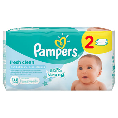 Салфетки влажные детские PAMPERS (Памперс) Baby Fresh Clean Duo (Бэби фреш клин дуо) 2 упаковки по 64 шт
