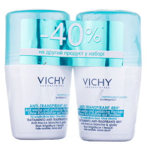 Промо набор VICHY (Виши) Део Дезодорант-антиперспирант шариковый 48 часов против белых следов и желтых пятен 50 мл 2 шт NEW