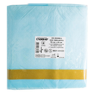 Пеленка поглощающая "впитывающая" стерильная Славна размер 90 см х 60 см с адгезивным краем 1 шт