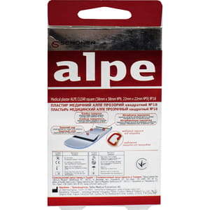 Пластир бактерицидний Алпе Набір прозорий квадрат 18 шт