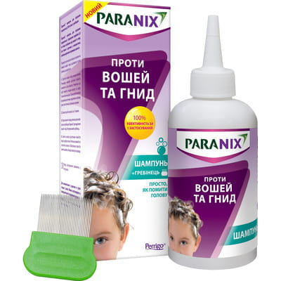 Шампунь для волос Параникс противопедикулёзный (от вшей и гнид) флакон 200 мл с гребешком