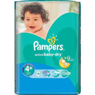 Подгузники для детей PAMPERS Active Baby (Памперс Актив Бэби) Maxi Plus (макси плюс) от 9 до 16 кг 18 шт