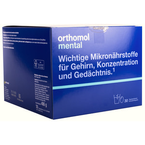 Ортомол Ментал (Orthomol Mental) витаминный комплекс для повышения концентрации внимания и памяти капсулы + порошок на курс приема 30 дней