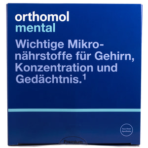Ортомол Ментал (Orthomol Mental) витаминный комплекс для повышения концентрации внимания и памяти капсулы + порошок на курс приема 30 дней